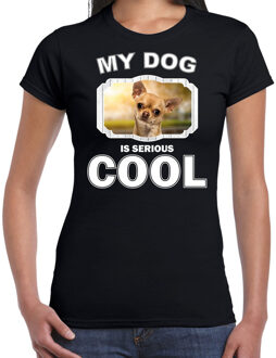 Bellatio Decorations Chihuahua honden t-shirt my dog is serious cool zwart - dames - Chihuahuas liefhebber cadeau shirt 2XL