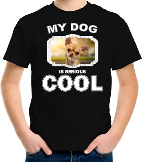 Bellatio Decorations Chihuahua honden t-shirt my dog is serious cool zwart - kinderen - Chihuahuas liefhebber cadeau shirt L (146-152)