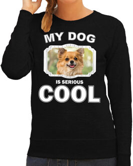 Bellatio Decorations Chihuahua honden trui / sweater my dog is serious cool zwart - dames - Chihuahuas liefhebber cadeau sweaters 2XL