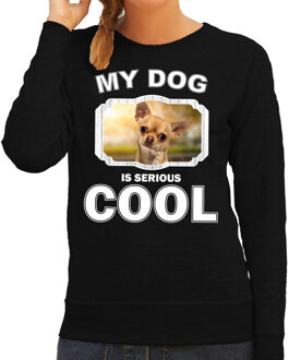 Bellatio Decorations Chihuahua honden trui / sweater my dog is serious cool zwart - dames - Chihuahuas liefhebber cadeau sweaters 2XL