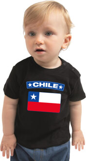 Bellatio Decorations Chile / Chili landen shirtje met vlag zwart voor babys 62 (1-3 maanden)