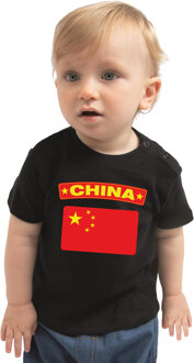 Bellatio Decorations China landen shirtje met vlag zwart voor babys 62 (1-3 maanden)