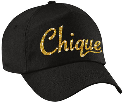 Bellatio Decorations Chique pet /cap zwart met gouden bedrukking volwassenen