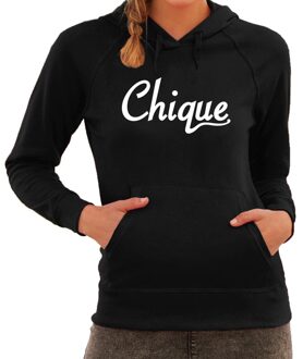 Bellatio Decorations Chique tekst hoodie zwart dames L