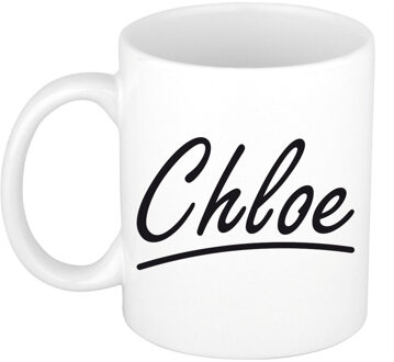 Bellatio Decorations Chloe Naam koffiemok - beker - met sierlijke letters - wit - 300 ml - Cadeau - Dames