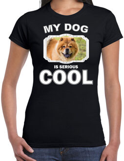 Bellatio Decorations Chow chow honden t-shirt my dog is serious cool zwart - dames - Chow chows liefhebber cadeau shirt 2XL