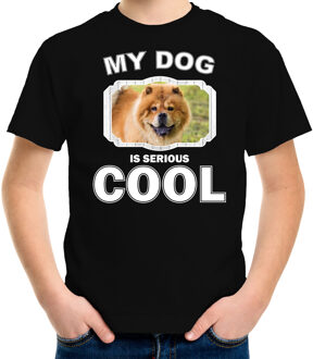 Bellatio Decorations Chow chow honden t-shirt my dog is serious cool zwart - kinderen - Chow chows liefhebber cadeau shirt L (146-152)