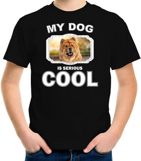 Bellatio Decorations Chow chow honden t-shirt my dog is serious cool zwart - kinderen - Chow chows liefhebber cadeau shirt L (146-152)