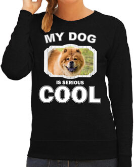 Bellatio Decorations Chow chow honden trui / sweater my dog is serious cool zwart - dames - Chow chows liefhebber cadeau sweaters 2XL