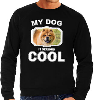 Bellatio Decorations Chow chow honden trui / sweater my dog is serious cool zwart - heren - Chow chows liefhebber cadeau sweaters 2XL