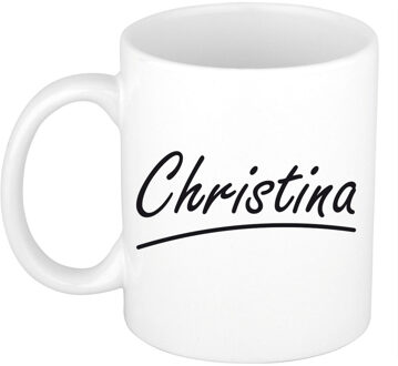 Bellatio Decorations Christina voornaam kado beker / mok sierlijke letters - gepersonaliseerde mok met naam - Naam mokken Multikleur