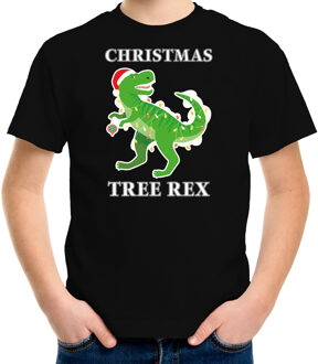 Bellatio Decorations Christmas tree rex Kerstshirt / outfit zwart voor kinderen