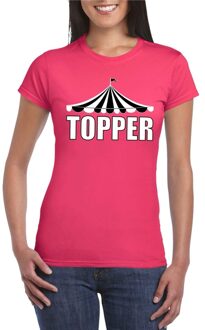 Bellatio Decorations Circus shirt Topper roze met witte letters voor dames L