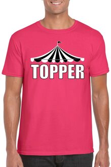 Bellatio Decorations Circus shirt Topper roze met witte letters voor heren L