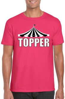 Bellatio Decorations Circus t-shirt roze Topper met witte letters heren