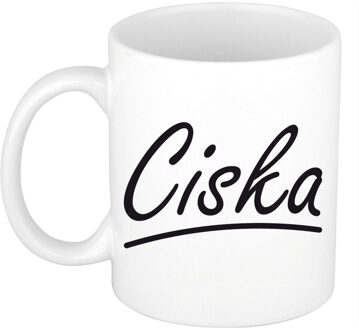 Bellatio Decorations Ciska voornaam kado beker / mok sierlijke letters - gepersonaliseerde mok met naam - Naam mokken Multikleur