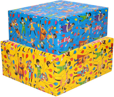 Bellatio Decorations Club van Sinterklaas inpakpapier - 6x rollen - 2 kleuren - 200 x 70 cm - pakjesavond