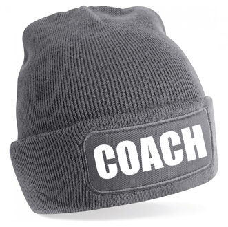 Bellatio Decorations Coach muts volwassenen - grijs - coach - wintermuts - beanie - one size -unisex One size