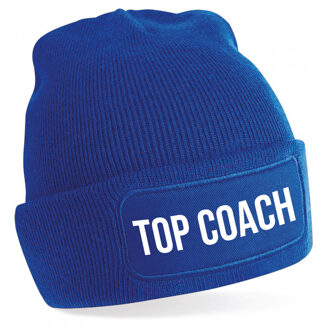 Bellatio Decorations Coach muts voor volwassenen - blauw - top coach - wintermuts - beanie - one size - unisex One size