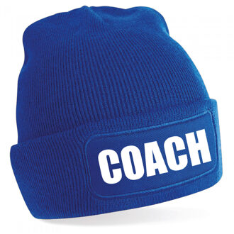 Bellatio Decorations Coach muts voor volwassenen - blauw - trainer/coach - wintermuts - beanie - one size - unisex One size