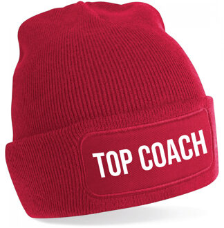 Bellatio Decorations Coach muts voor volwassenen - rood - top coach - wintermuts - beanie - one size - unisex One size