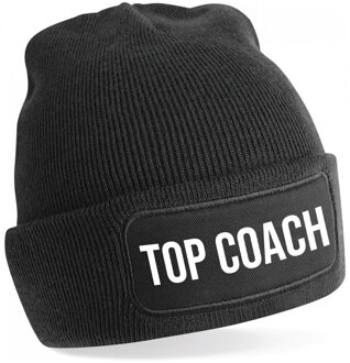 Bellatio Decorations Coach muts voor volwassenen - zwart - top coach - wintermuts - beanie - one size - unisex