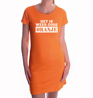 Bellatio Decorations Code oranje fun tekst jurkje oranje dames - oranje kleding voor dames - Koningsdag / oranje supporter L