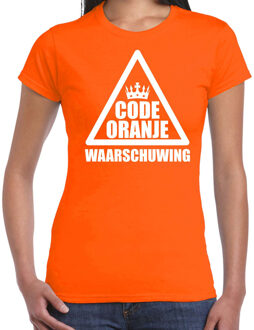 Bellatio Decorations Code oranje waarschuwing t-shirt oranje voor dames - Koningsdag / EK/WK shirts 2XL - Feestshirts