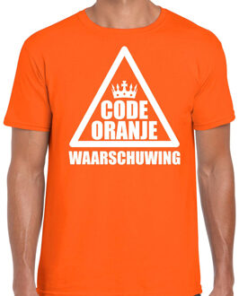 Bellatio Decorations Code oranje waarschuwing t-shirt oranje voor heren - Koningsdag / EK/WK shirts 2XL - Feestshirts