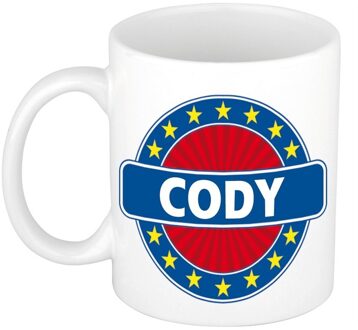 Bellatio Decorations Cody voornaam koffiemok - beker - wit/blauw - 300 ml - Cadeau - Heren - Collega - Vaderdag Multi