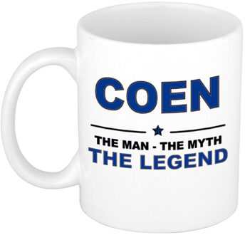 Bellatio Decorations Coen cadeau mok - man myth legend - naam koffiemok - 300 ml - collega - vaderdag Donkerblauw