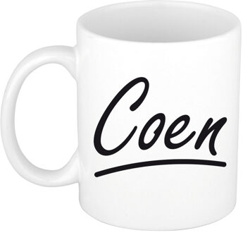 Bellatio Decorations Coen Naam koffiemok - beker - met sierlijke letters - wit - 300 ml - Cadeau - Heren