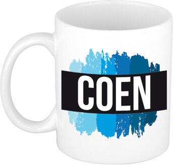 Bellatio Decorations Coen naam / voornaam kado beker / mok verfstrepen - Gepersonaliseerde mok met naam - Naam mokken Multikleur