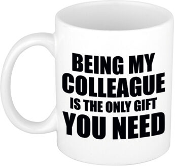 Bellatio Decorations Colleague the only gift you need koffie mok / beker - wit - cadeau collega - 300 ml - feest mokken Multikleur