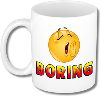 Bellatio Decorations Collega Cadeau Koffiemok - wit - Boring - 300 ml - Kantoorhumor serie