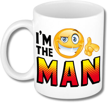Bellatio Decorations Collega Cadeau Koffiemok - wit - I am the Man - 300 ml - Kantoorhumor serie