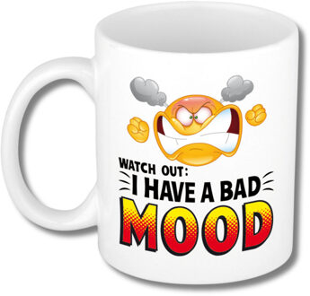 Bellatio Decorations Collega Cadeau Koffiemok - wit - I have a bad mood - 300 ml - Kantoorhumor serie