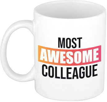 Bellatio Decorations Collega cadeau mok / beker most awesome colleague gekleurd kader Multi