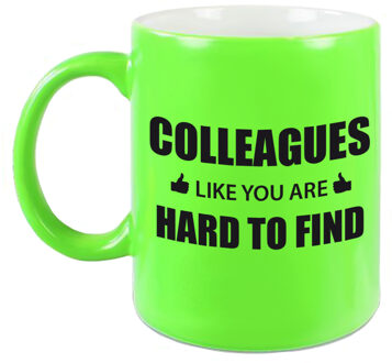 Bellatio Decorations Collega cadeau mok / beker neon groen colleagues like you are hard to find