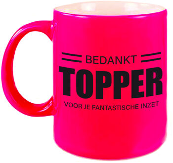 Bellatio Decorations Collega cadeau mok / beker neon roze bedankt topper voor je fantastische inzet afscheid/pensioen Fuchsia