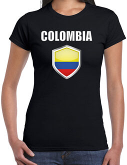 Bellatio Decorations Colombia landen supporters t-shirt - zwart - dames - fan kleding - korte mouwen