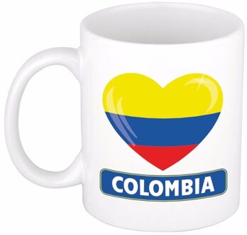 Bellatio Decorations Colombiaanse vlag hartje theebeker 300 ml Multi