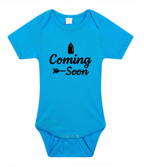 Bellatio Decorations Coming soon gender reveal baby rompertje blauw jongens 56 (1-2 maanden)