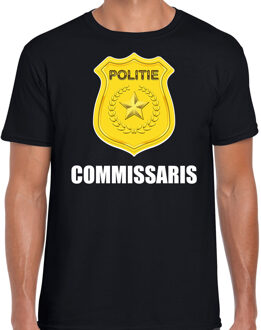 Bellatio Decorations Commissaris politie embleem carnaval t-shirt zwart voor heren
