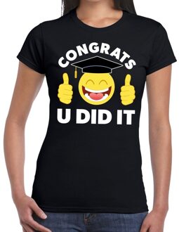 Bellatio Decorations Congrats U did it t-shirt geslaagd / afgestudeerd zwart dames L
