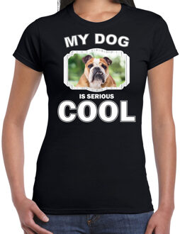 Bellatio Decorations Coole Britse Bulldogs honden t-shirt my dog is serious cool zwart - dames - Britse Bulldog liefhebber cadeau shirt 2XL