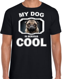 Bellatio Decorations Coole mopshond honden t-shirt my dog is serious cool zwart - heren - coole mopshonden liefhebber cadeau shirt 2XL