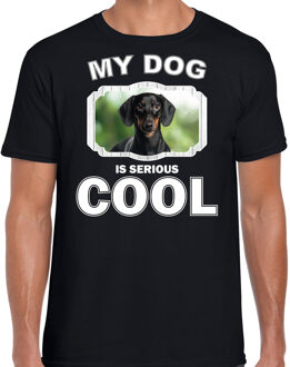 Bellatio Decorations Coole teckel honden t-shirt my dog is serious cool zwart - heren - teckels liefhebber cadeau shirt 2XL