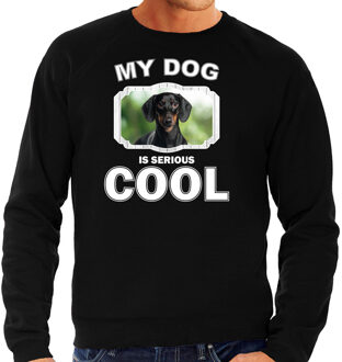 Bellatio Decorations Coole teckel honden trui / sweater my dog is serious cool zwart - heren -  teckels liefhebber cadeau sweaters 2XL