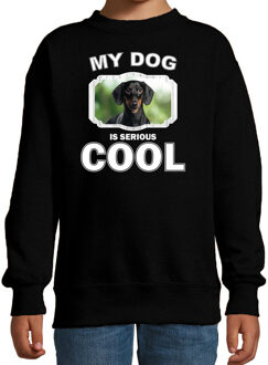 Bellatio Decorations Coole teckel honden trui / sweater my dog is serious cool zwart - kinderen - teckel liefhebber cadeau sweaters 12-13 jaar (152/164)